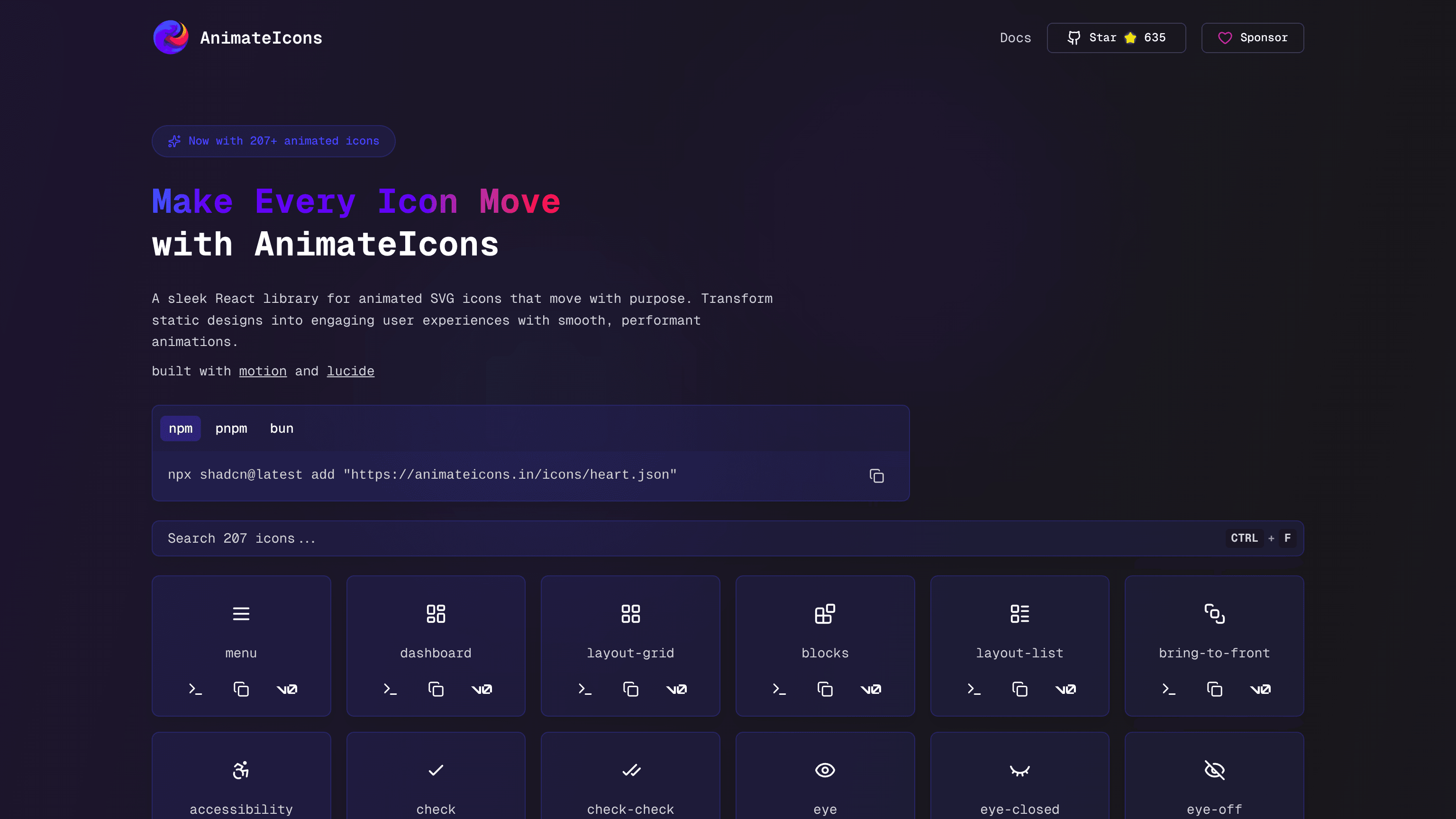 AnimateIcons: Free and open-source animated SVG icons for React. | Orynth
