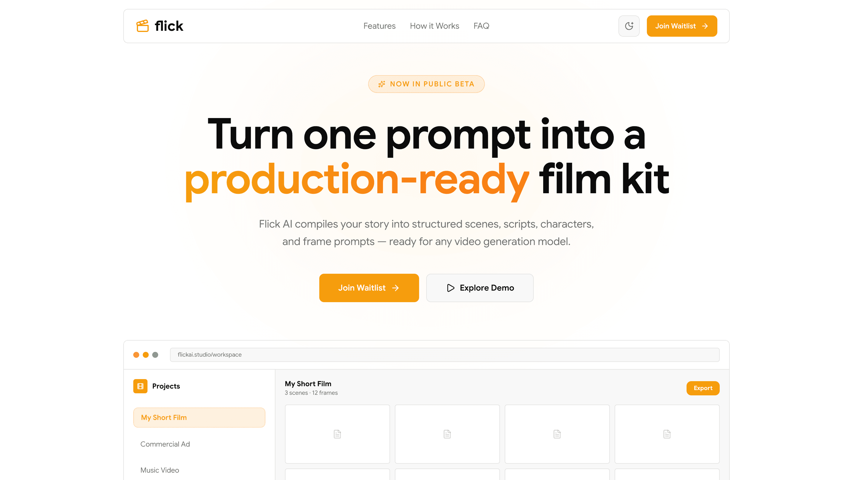 Flick: Turn one prompt into a production-ready film kit | Orynth
