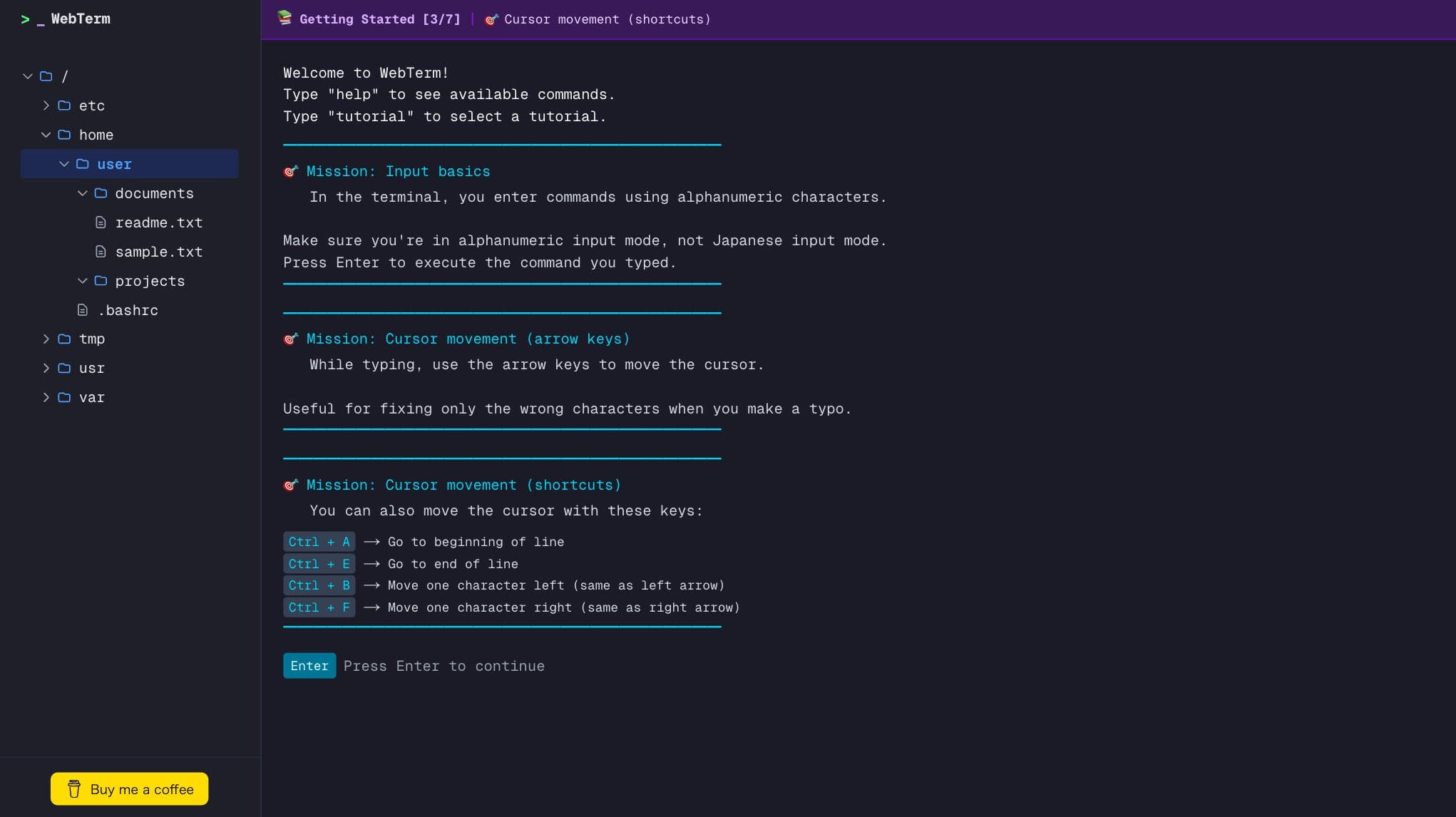 WebTerm: A browser terminal sandbox for learning CLI without fear | Orynth